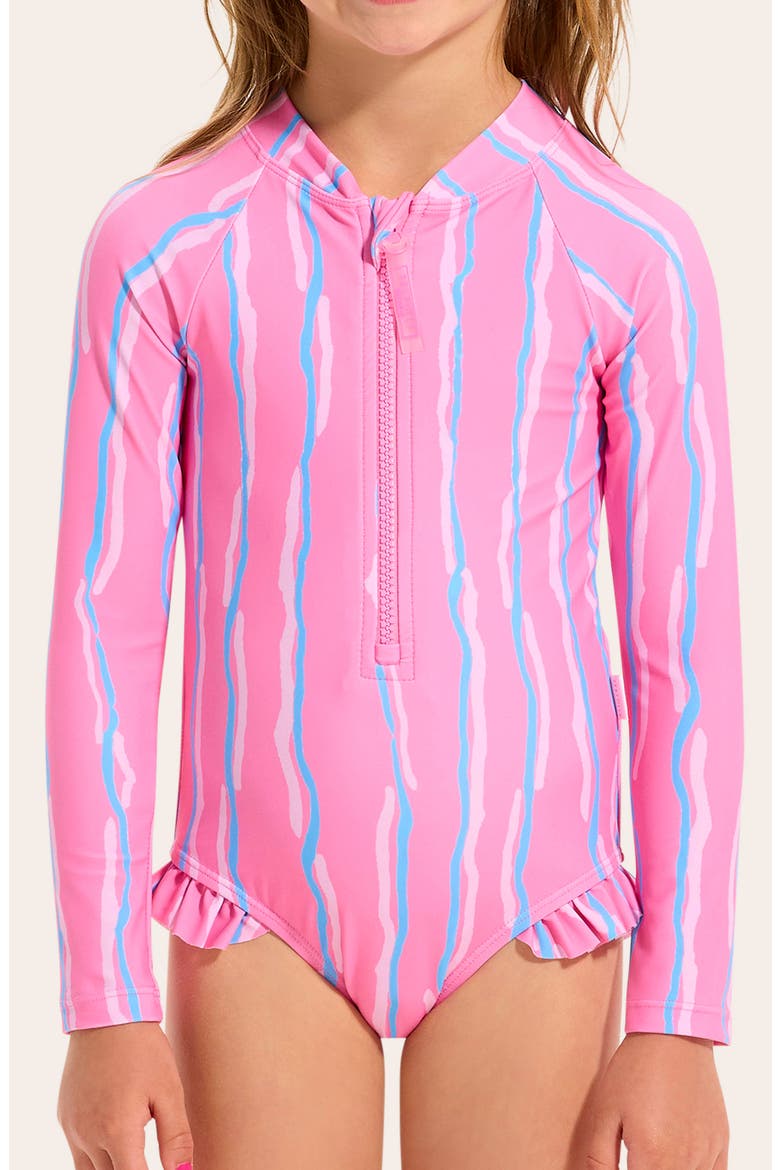 Kids' Aruba Long Sleeve One-Piece Swimsuit, Alternate, color, ARUBA PINK
