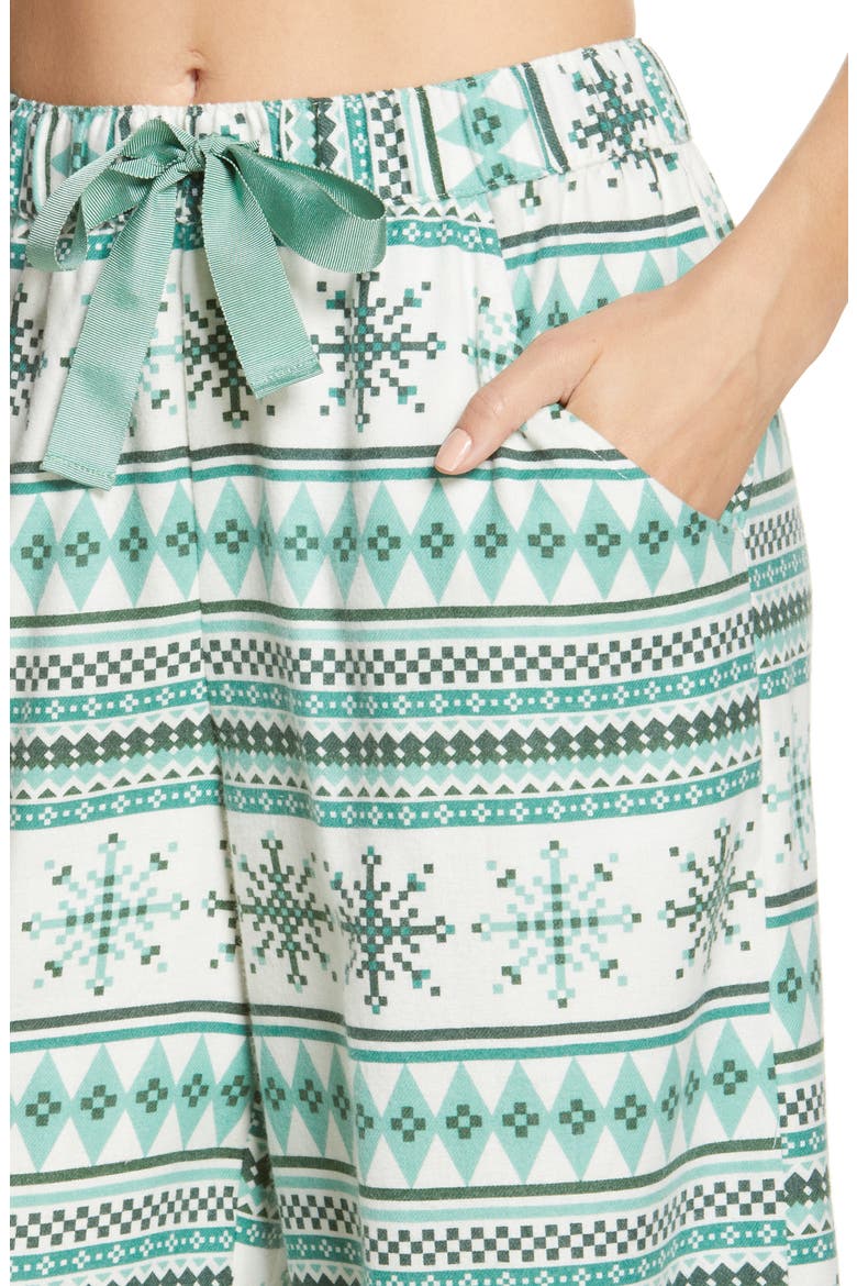 Flannel Pajama Pants, Alternate, color, GREEN MENTHOL GEO FAIRISLE