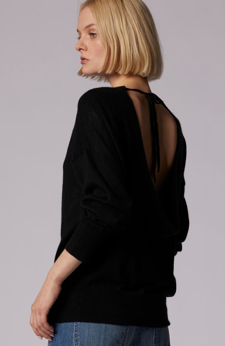 Equipment Montrose Cutout Tie Neck Cashmere Sweater, Alternate, color, True Black