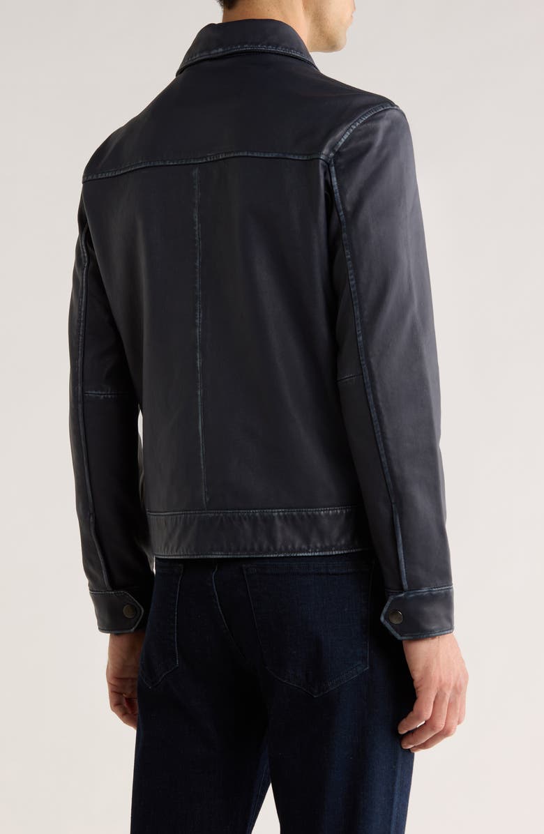 John Varvatos Nicholas Burnished Sheepskin Leather Jacket, Alternate, color, Deep Blue