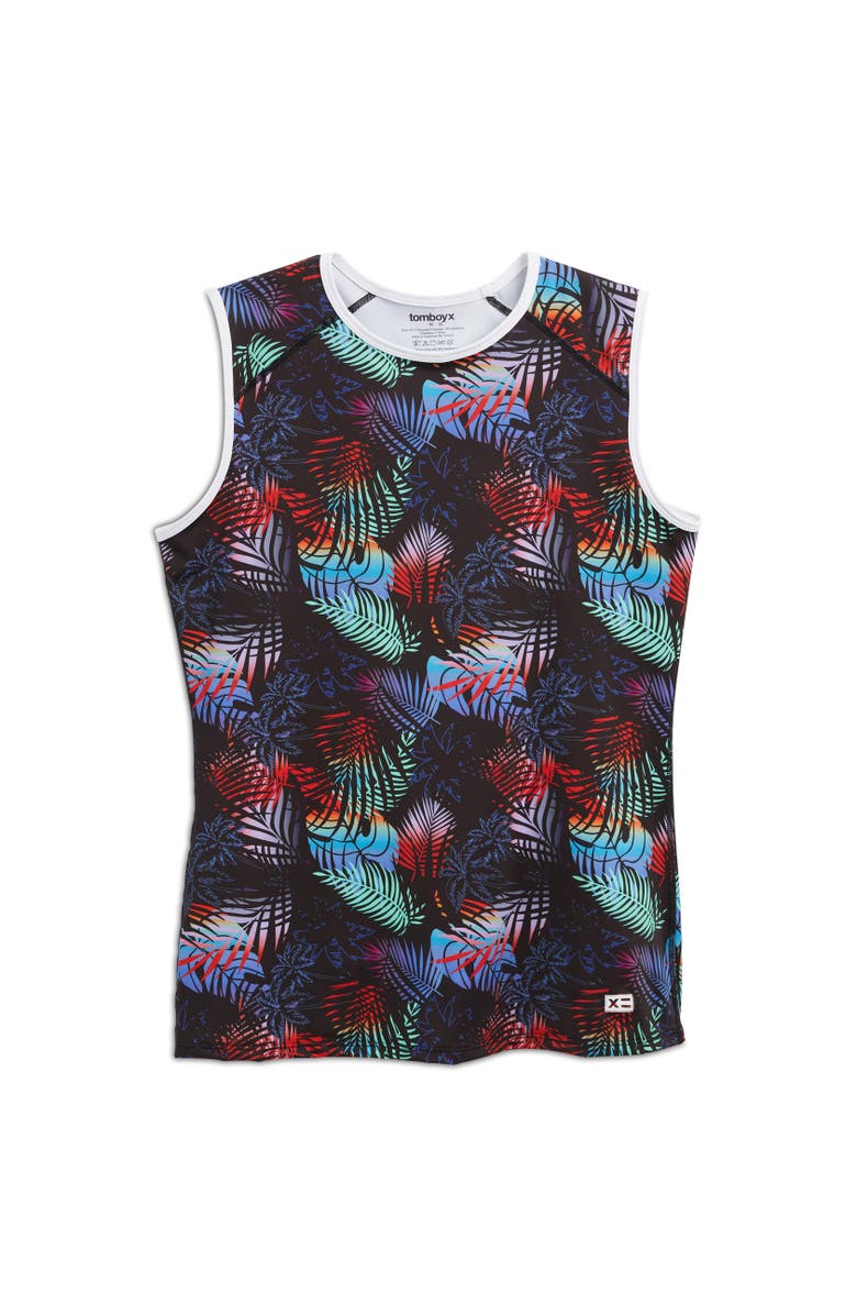 TomboyX Swim Tank Top, Alternate, color, Palm Dreams