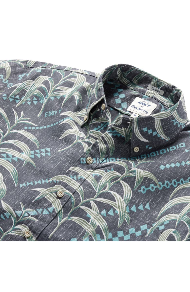 Reyn Spooner x Eddy Y Koa Tapa Short Sleeve Button-Down Shirt, Alternate, color, 