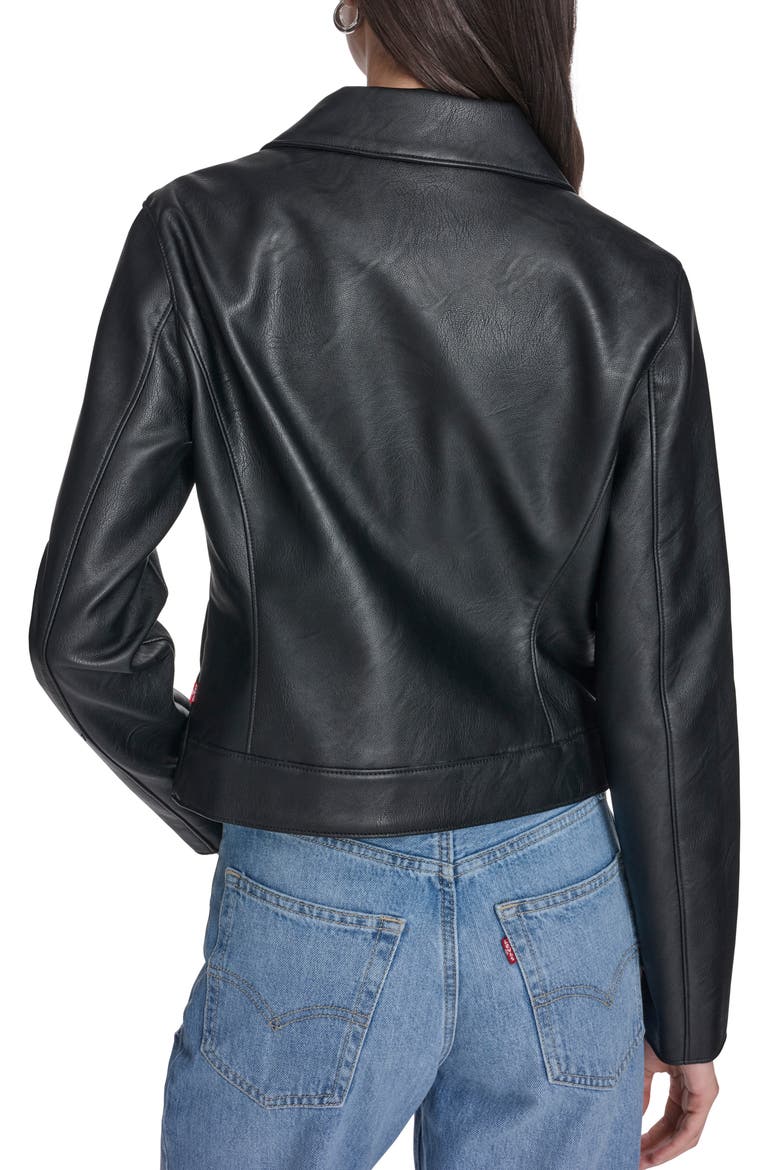 Faux Leather Jacket, Alternate, color, BLACK