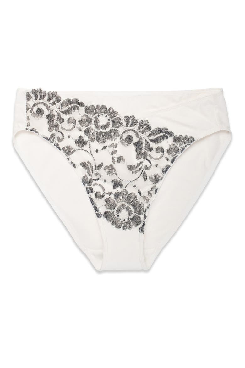 Peony Bikini Briefs, Alternate, color, WARM WHITE/ BLACK