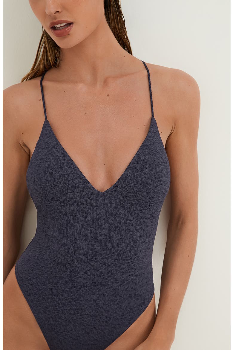 Firenze Textured One-Piece Swimsuit, Alternate, color, BLUE