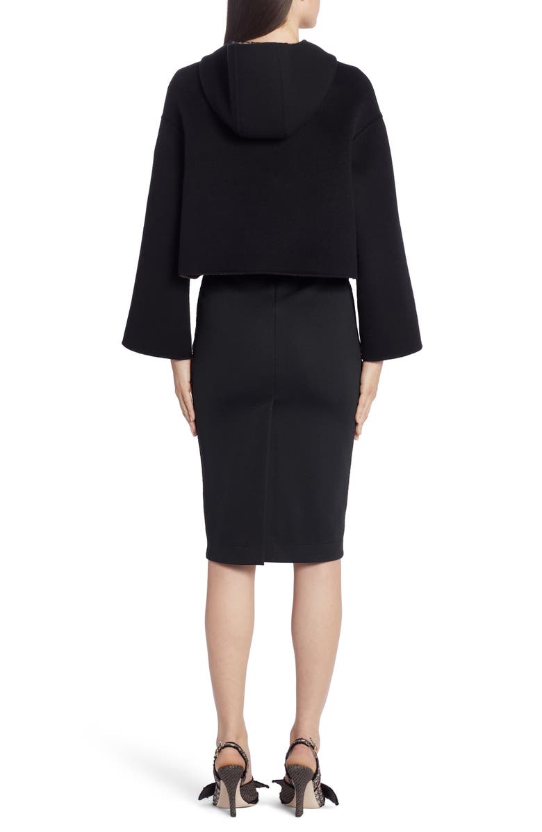 Fendi Leather Pocket Reversible FF Wool & Silk Hooded Jacket, Alternate, color,