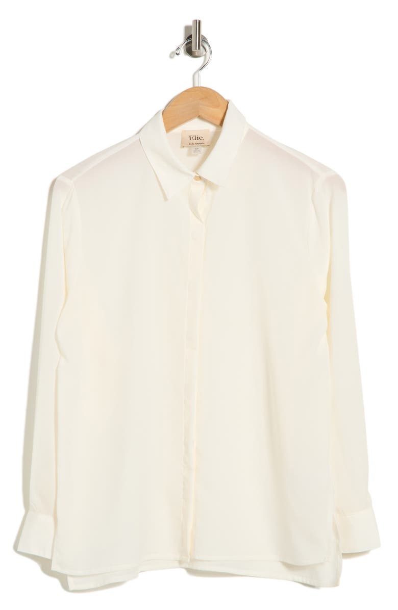 T Tahari Hidden Placket Long Sleeve Shirt, Alternate, color, Egret