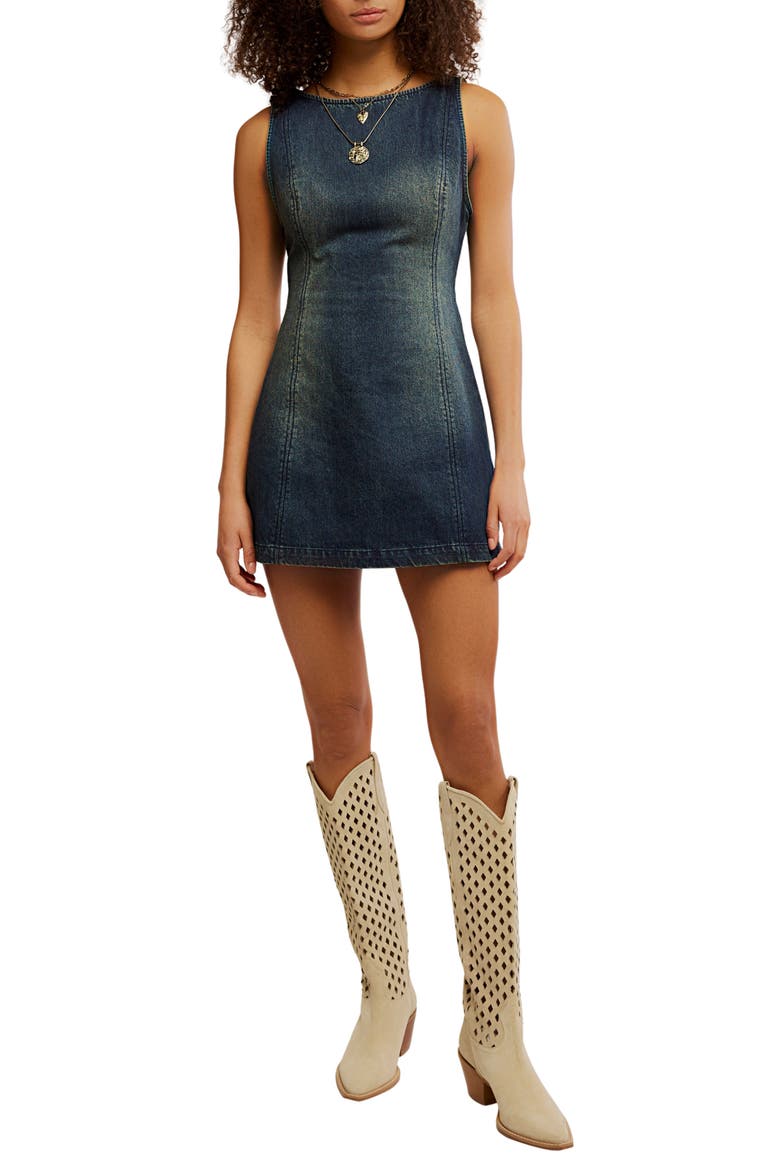 Atlas Cutout Denim Minidress, Main, color, VINTAGE INDIGO