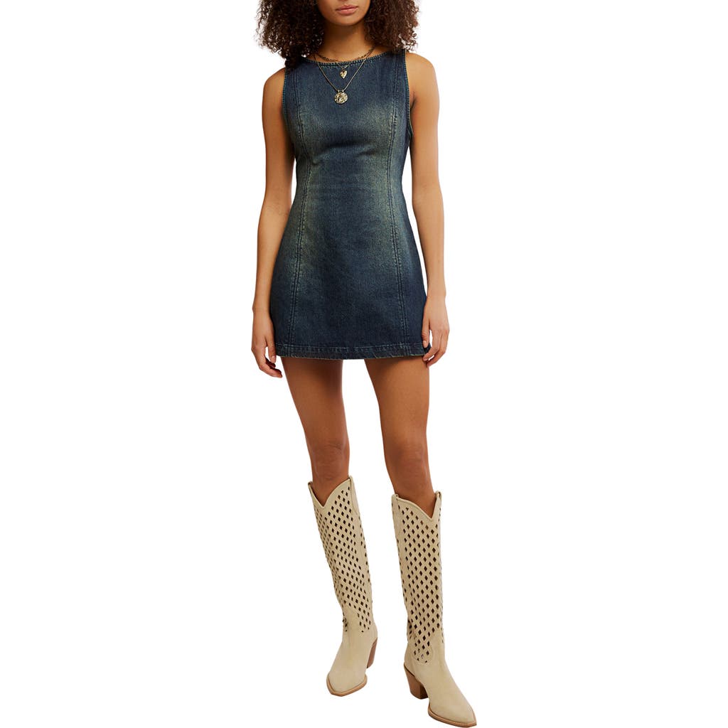 Free People Atlas Cutout Denim Minidress In Blue
