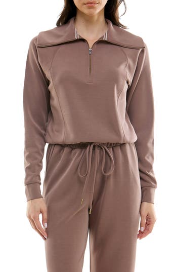 URBAN SOCIAL URBAN SOCIAL CLOUD LUXE CROP HALF-ZIP SWEATSHIRT