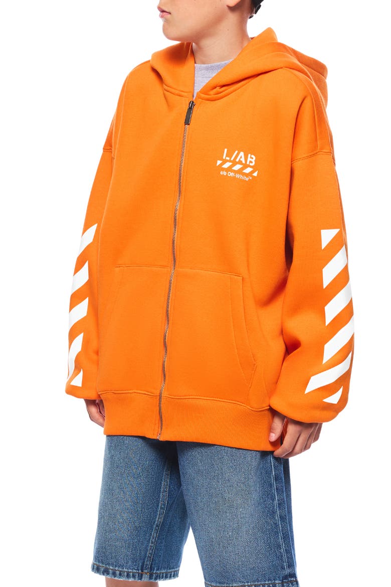 Kids' Diag Graphic Full Zip Hoodie, Alternate, color, ORANGE TIGER