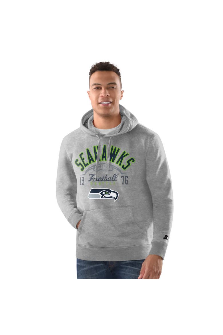 Men's Starter Heather Gray Seattle Seahawks Pullover Hoodie, Alternate, color, Heather Gray