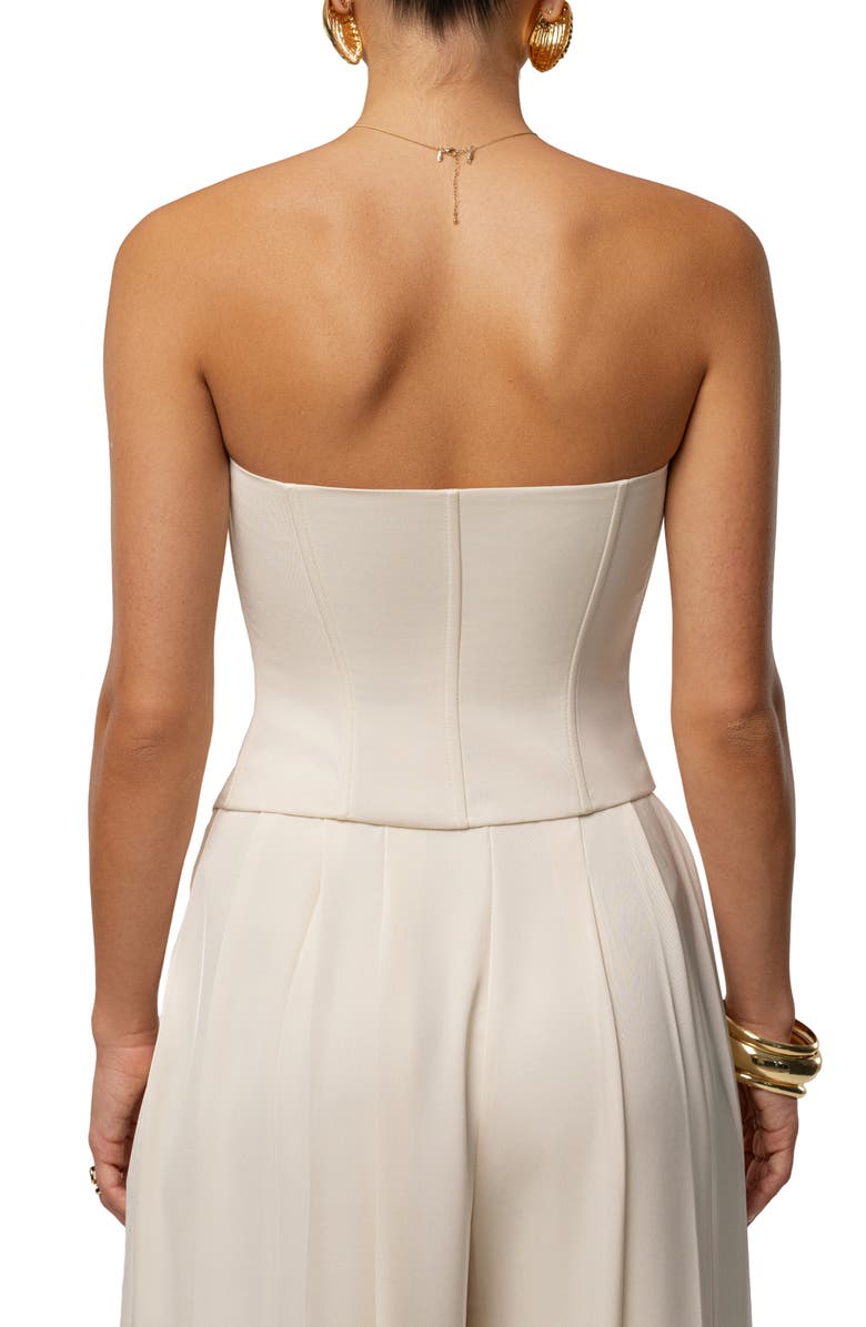 JLUXLABEL VIiv Satin Strapless Bustier Top, Alternate, color, Cream