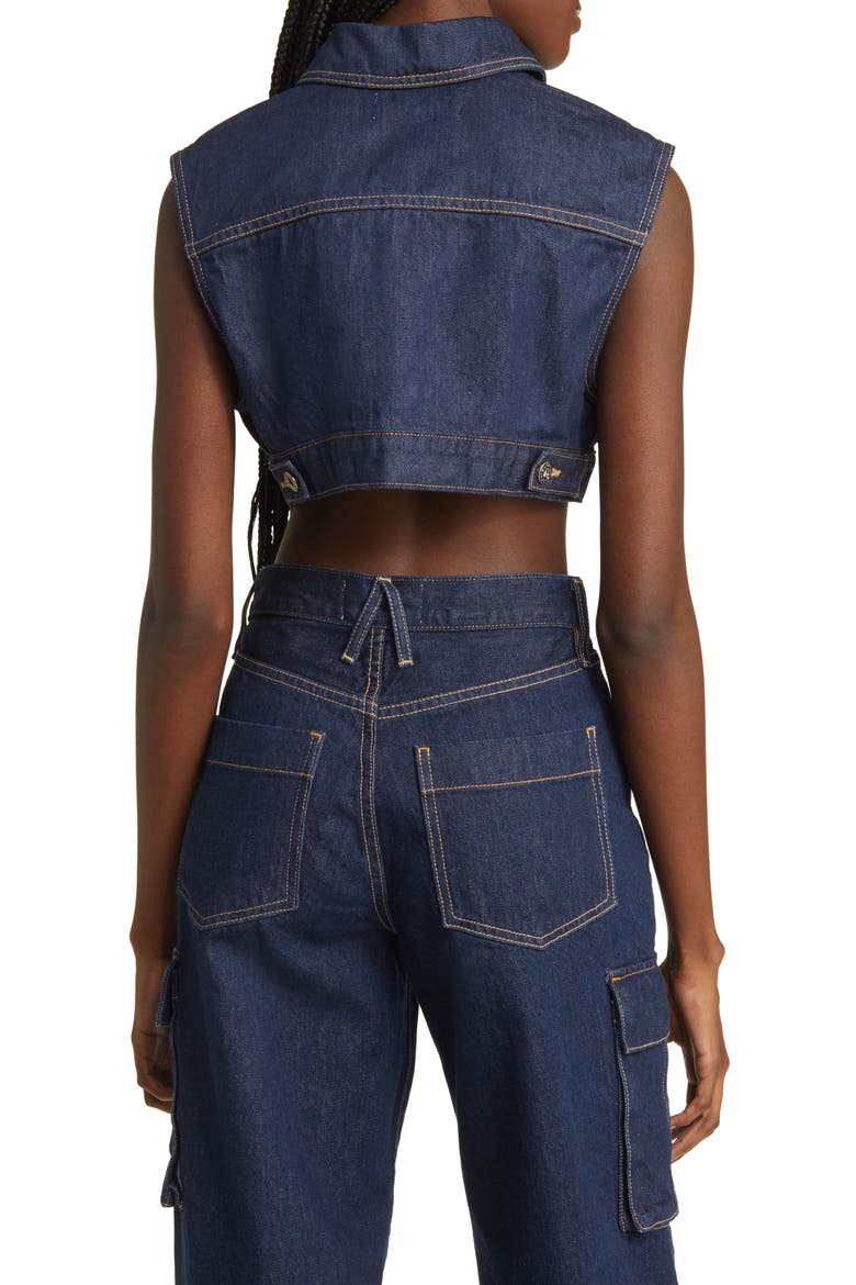 Ultracrop Nonstretch Denim Trucker Vest, Alternate, color, MIDNIGHT MILE