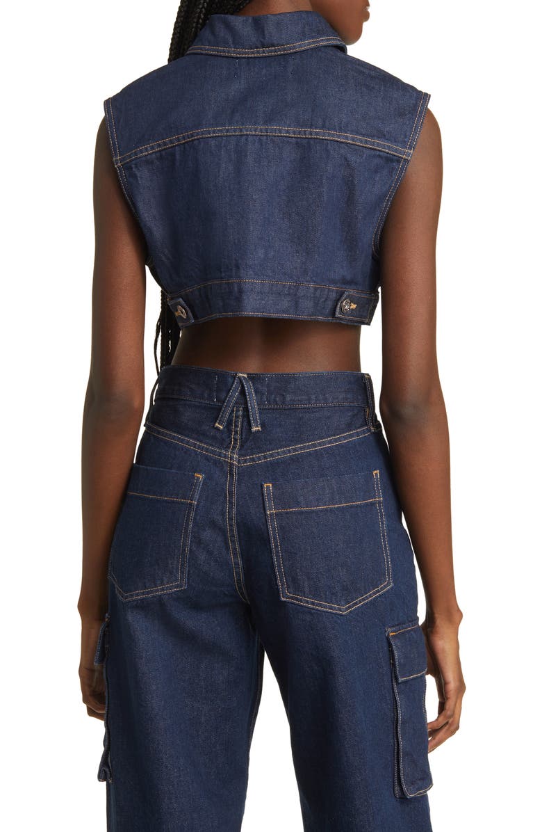 SLVRLAKE Ultracrop Nonstretch Denim Trucker Vest, Alternate, color, Midnight Mile