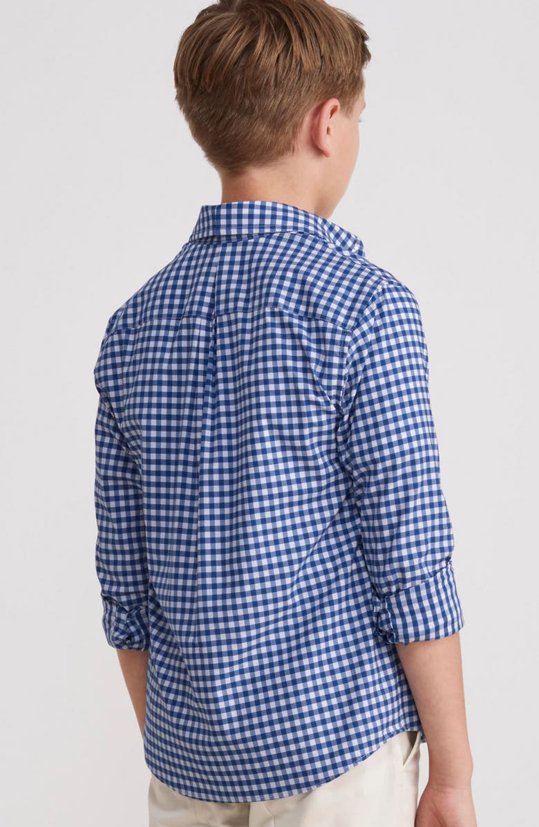 vineyard vines Kids' On-The-Go brrrº Gingham Button-Down Shirt, Alternate, color, Blue Bay