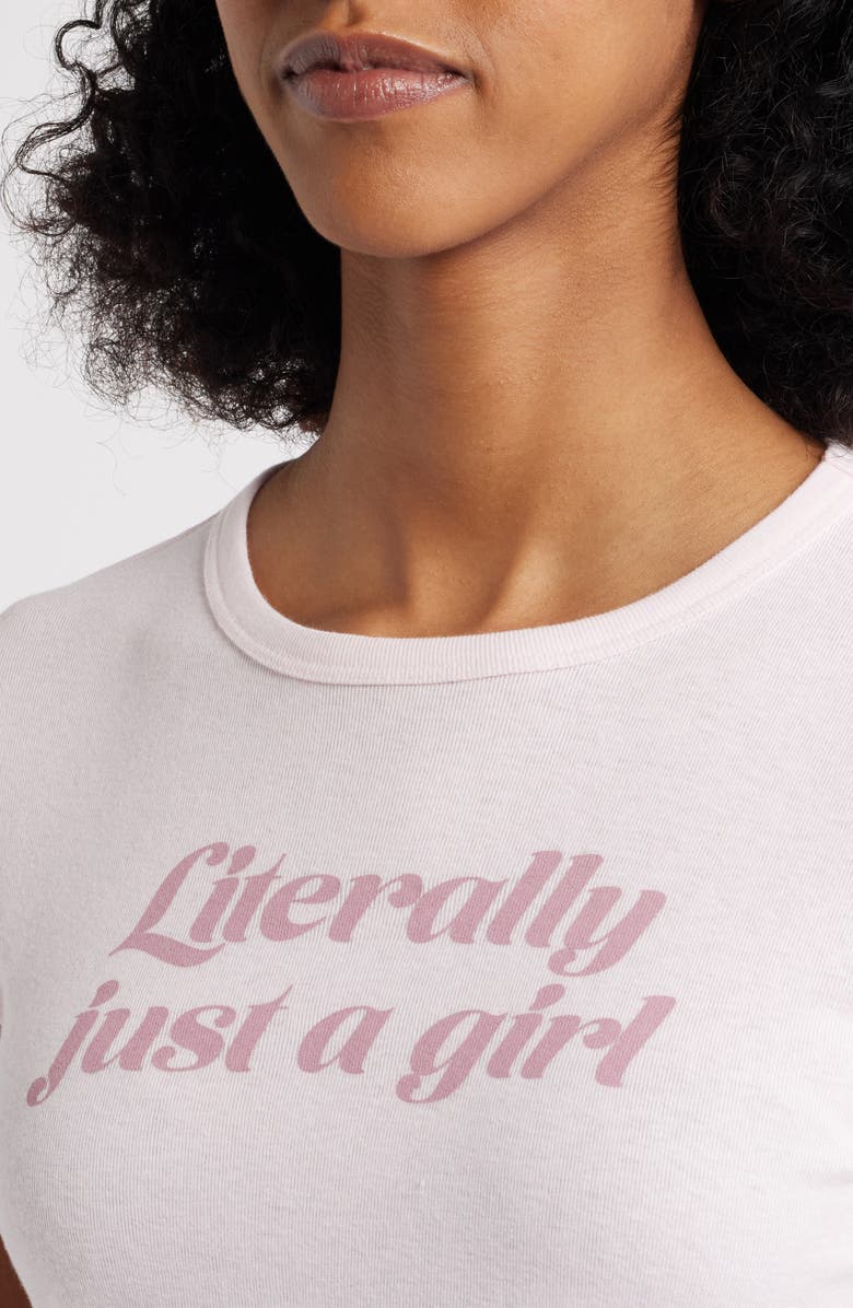 Vinyl Icons Just a Girl Graphic Baby Tee, Alternate, color, Pink