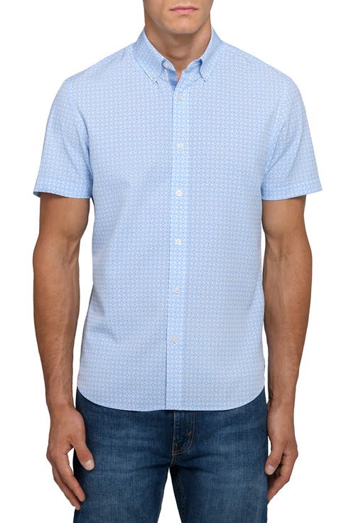 Round Checkered Woven Short Sleeve Basic