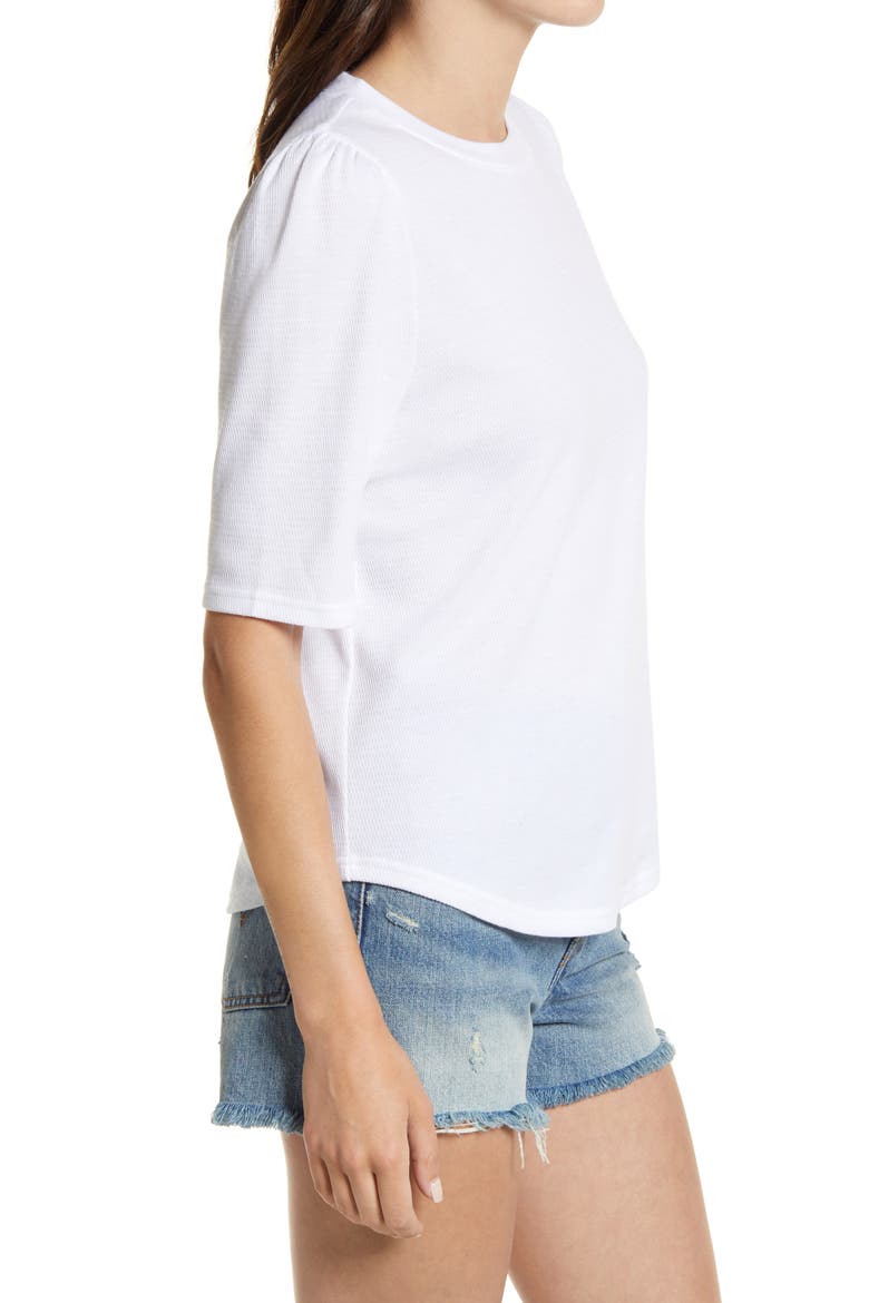 Thermal Knit Puff Sleeve Top, Alternate, color, WHITE