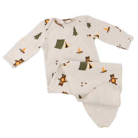 Camping Print Knotted Gown- Infant