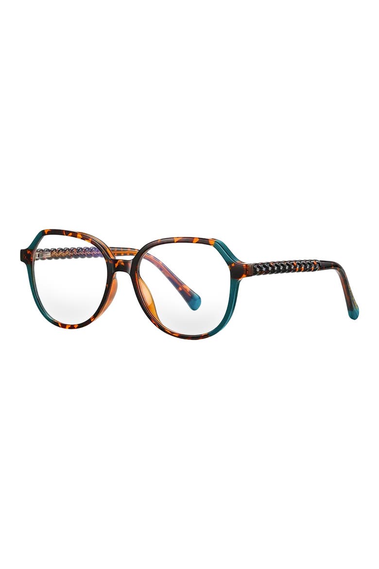 Nelli 53mm Round Blue Light Blocking Glasses, Alternate, color, TORTE/ GREEN