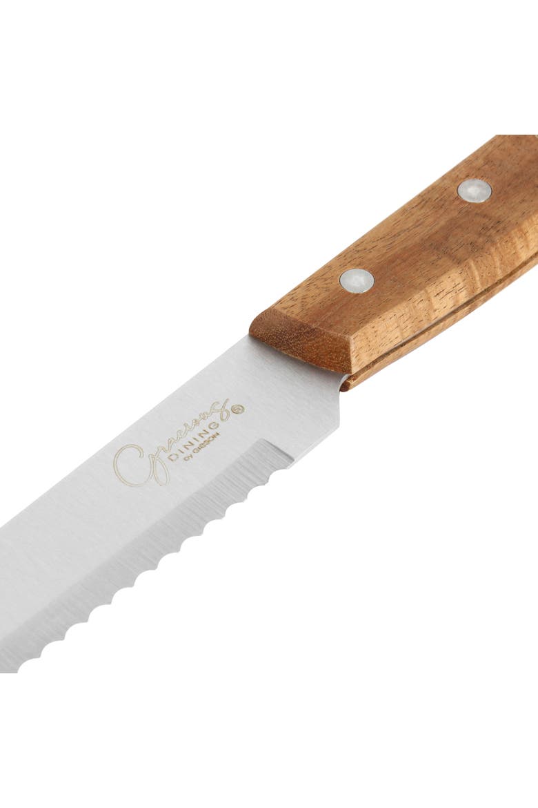 2 Piece Acacia Wood Serving Board and Bread Knife Set, Alternate, color, Brown