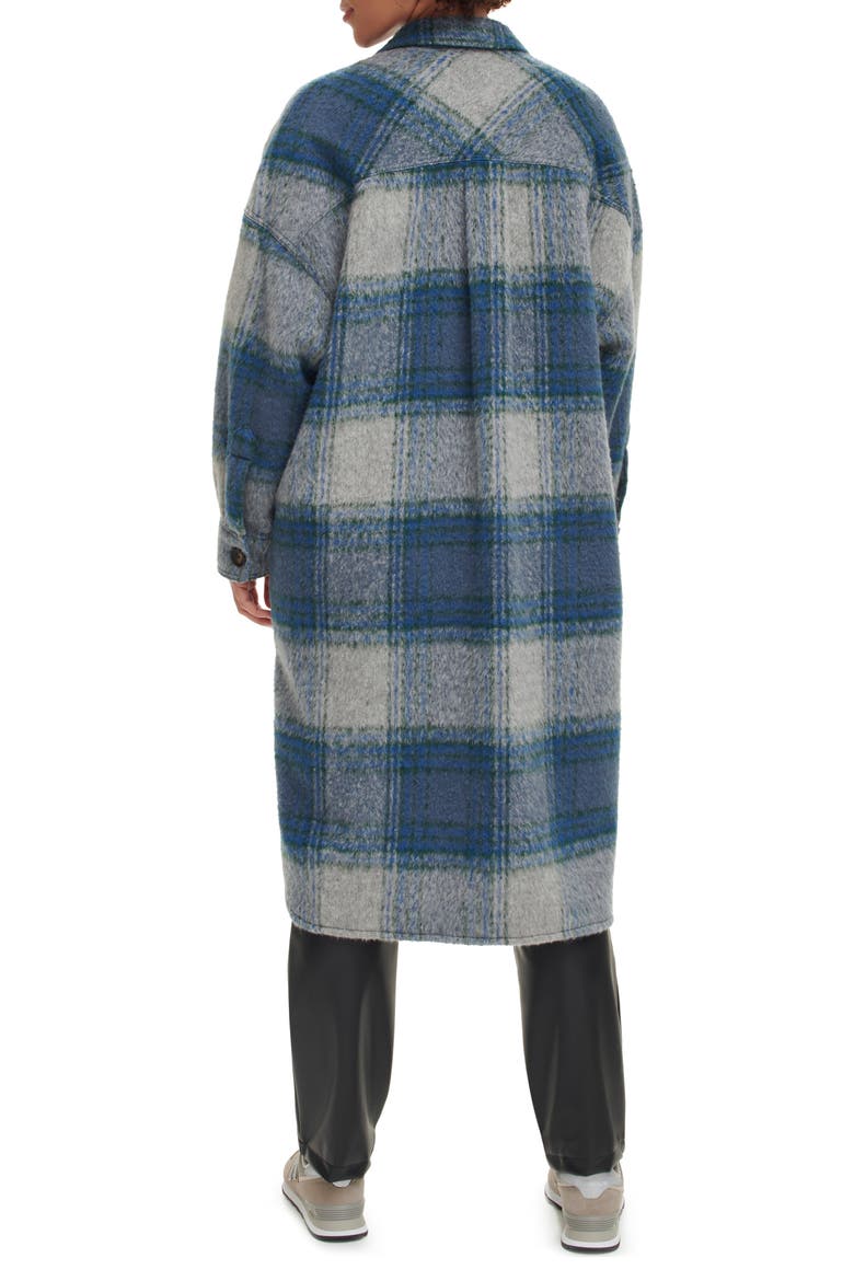 Plaid Longline Coat, Alternate, color, BLUE PLAID