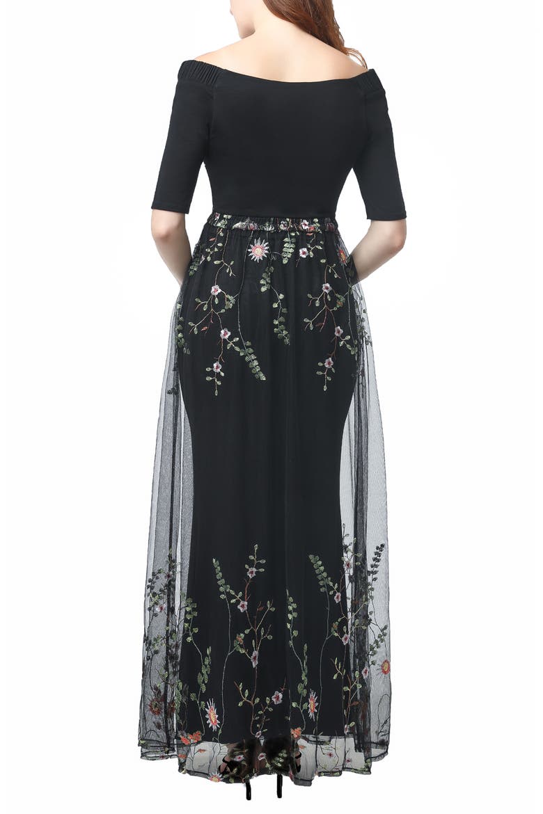 Willow Off the Shoulder Maternity Gown, Alternate, color, BLACK