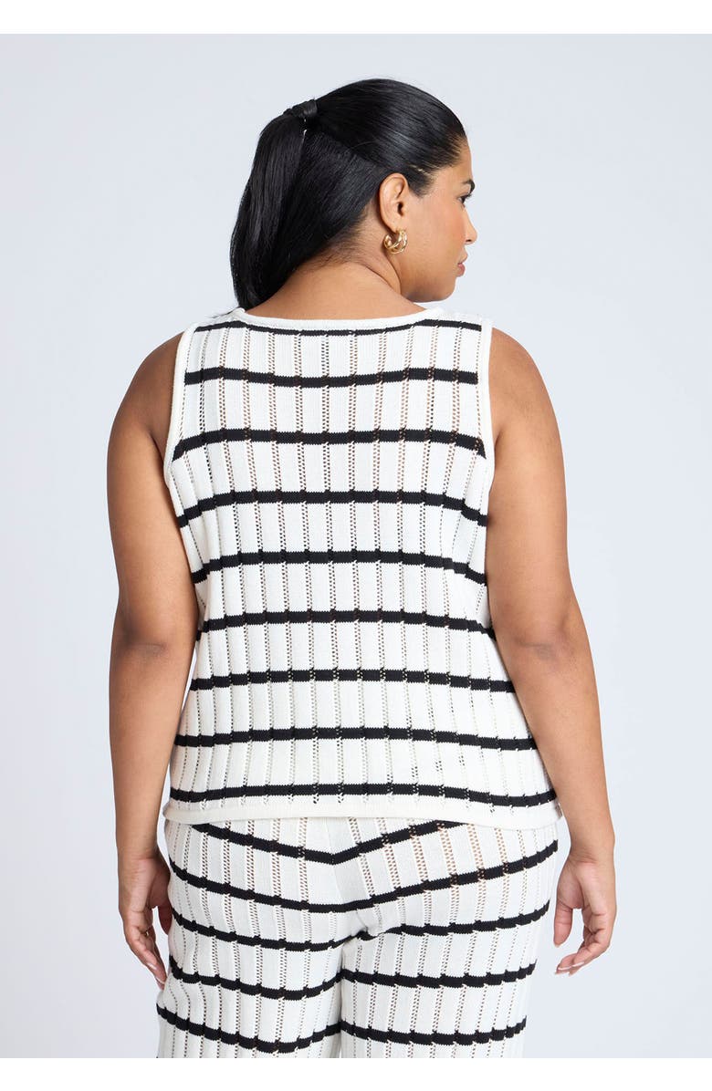 ELOQUII Tie Front Tank, Alternate, color, Horizontal Stripe Arctic Wolf