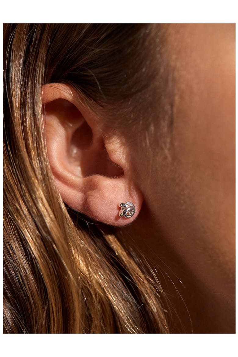 Knot Stud Earrings, Alternate, color, SILVER
