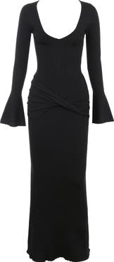 HOUSE OF CB Mila Long Sleeve Rib Maxi Dress