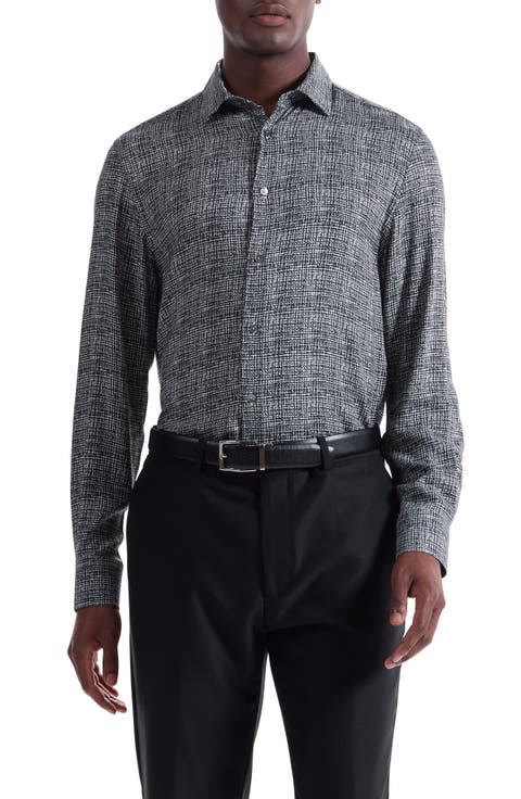 Julian Shaped Fit Pebble Print EcoVero™ Viscose Button-Up Shirt