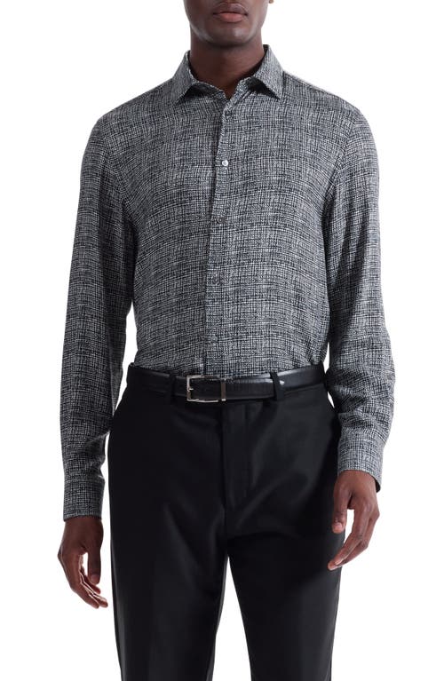 Bugatchi Julian Shaped Fit Pebble Print Ecovero™ Viscose Button-up Shirt In Black