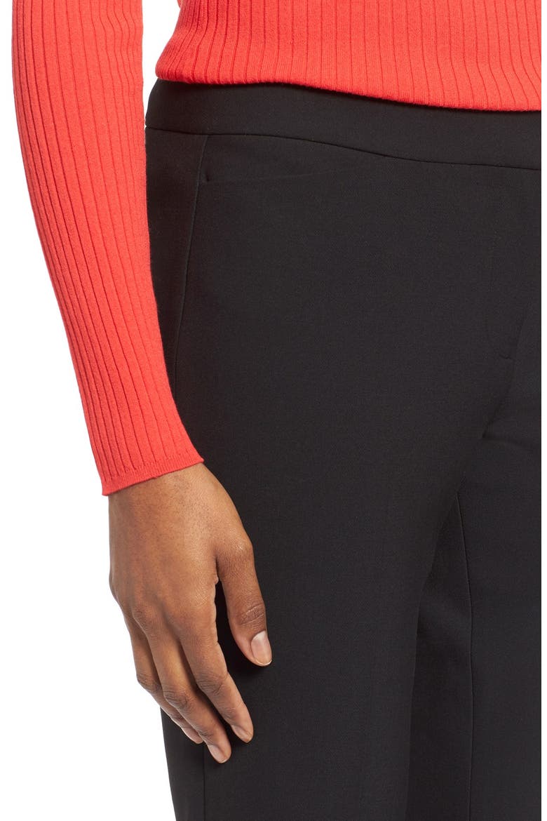 Double Cloth Flare Leg Pants, Alternate, color, BLACK