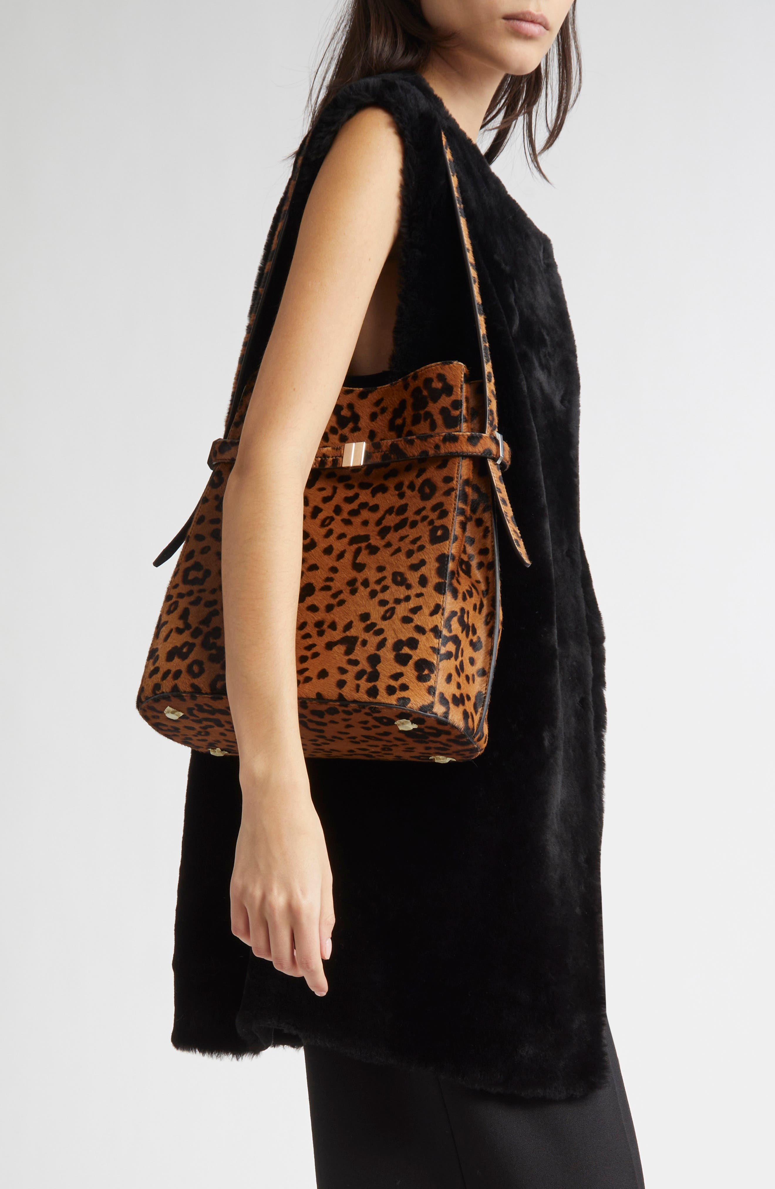 TOTEME T-Lock Genuine Calf Hair Clutch, Alternate, color, 