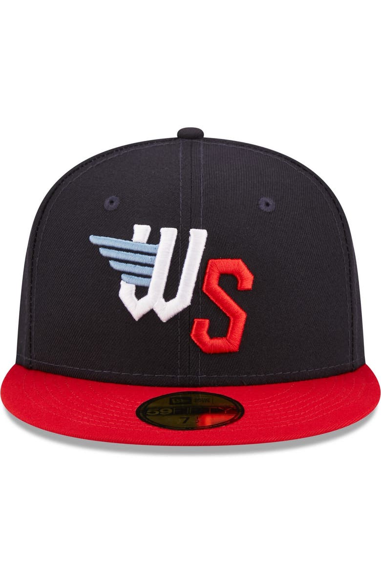 New Era Men's New Era Navy Wichita Wind Surge Authentic Collection Road 59FIFTY Fitted Hat, Alternate, color, Navy