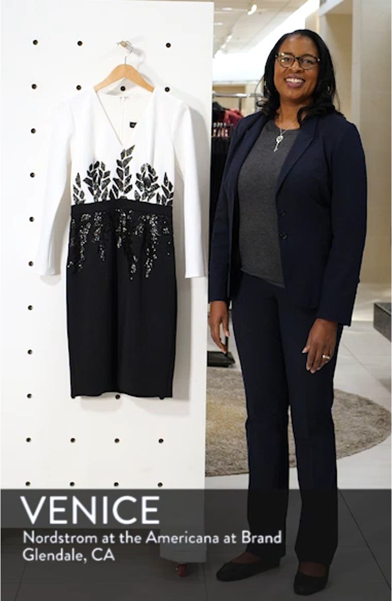 Beaded Long Sleeve Cocktail Dress, sales video thumbnail