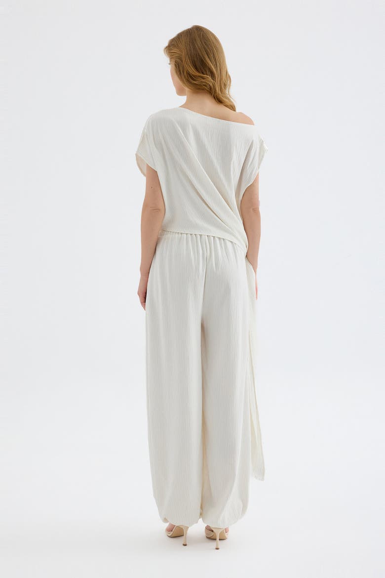 Velora Draped Viscose Balloon Pants, Alternate, color, Ecru