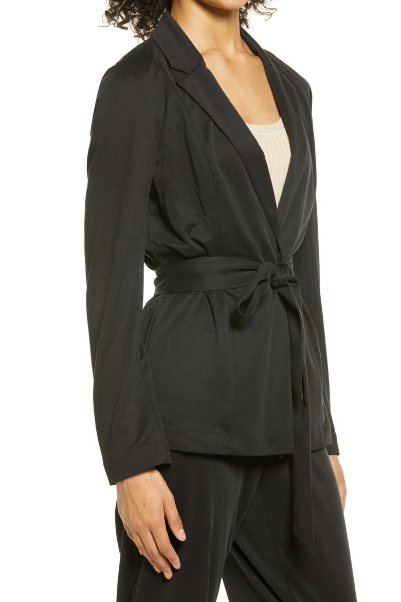 Soft Belted Blazer, Alternate, color, BLACK
