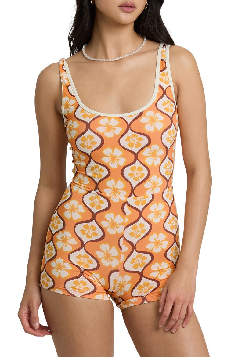 Sol Groove One-Piece Surf Swimsuit, Main, color, TANGERINE
