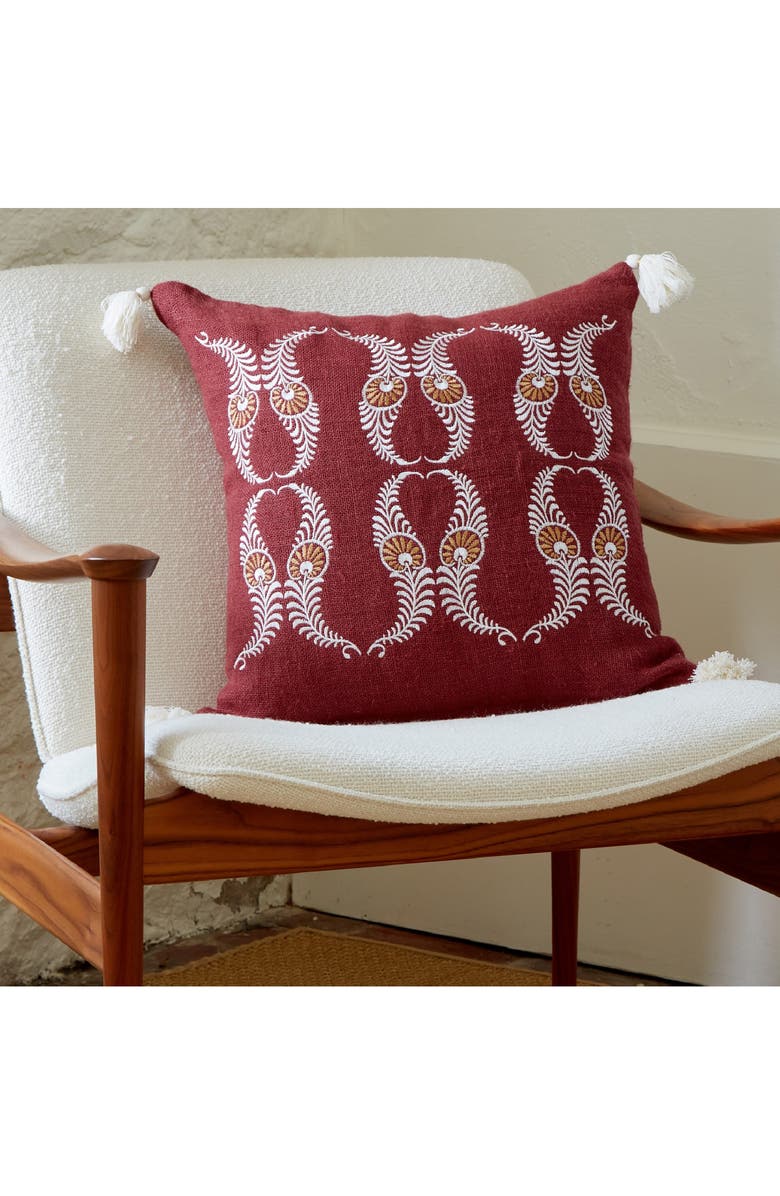 ROSELLI TRADING COMPANY Udaipur Flower Rouge Pillow, Alternate, color,