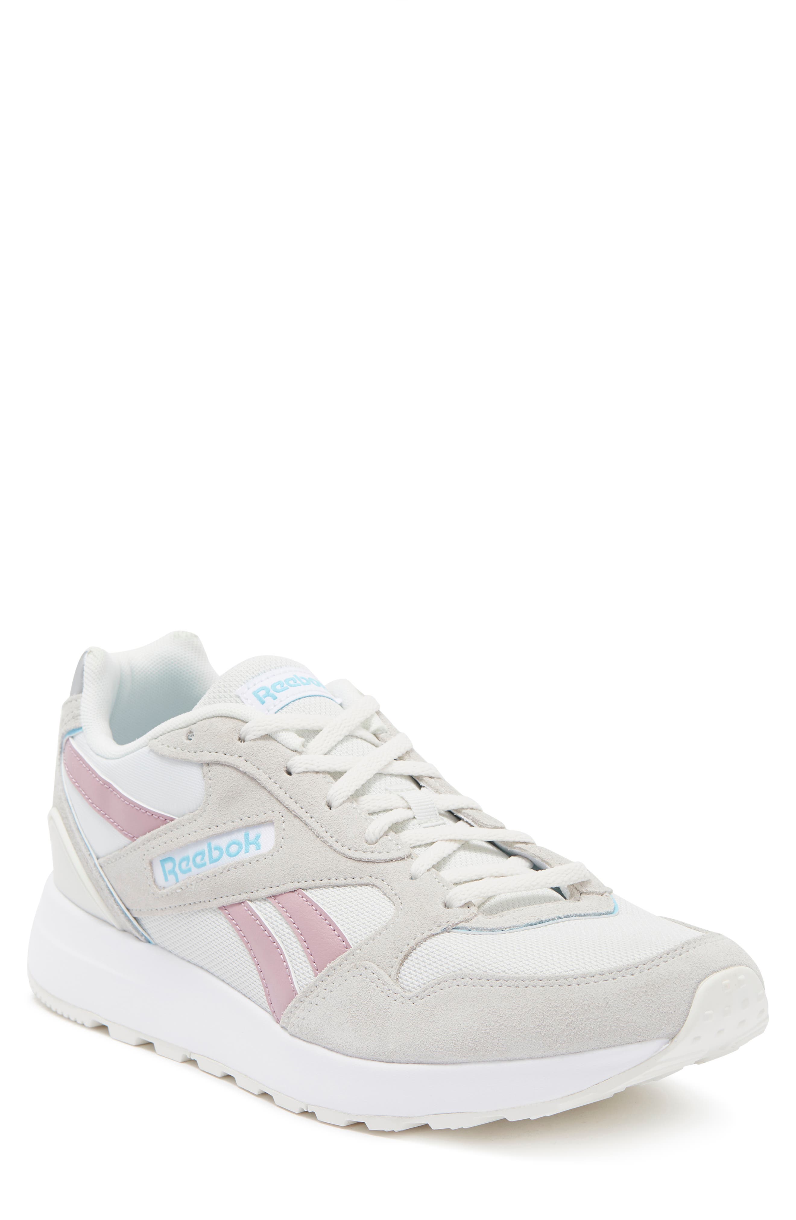 Lace-up Activewear Sneaker, Main, color, WHITE/ LILAC/ SILVER MET.