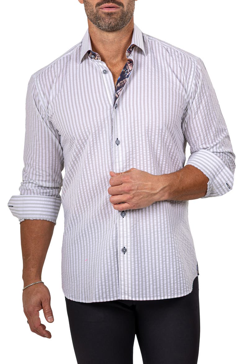Fibonacci Marthy Contemporary Fit Button-Up Shirt, Alternate, color, GREY