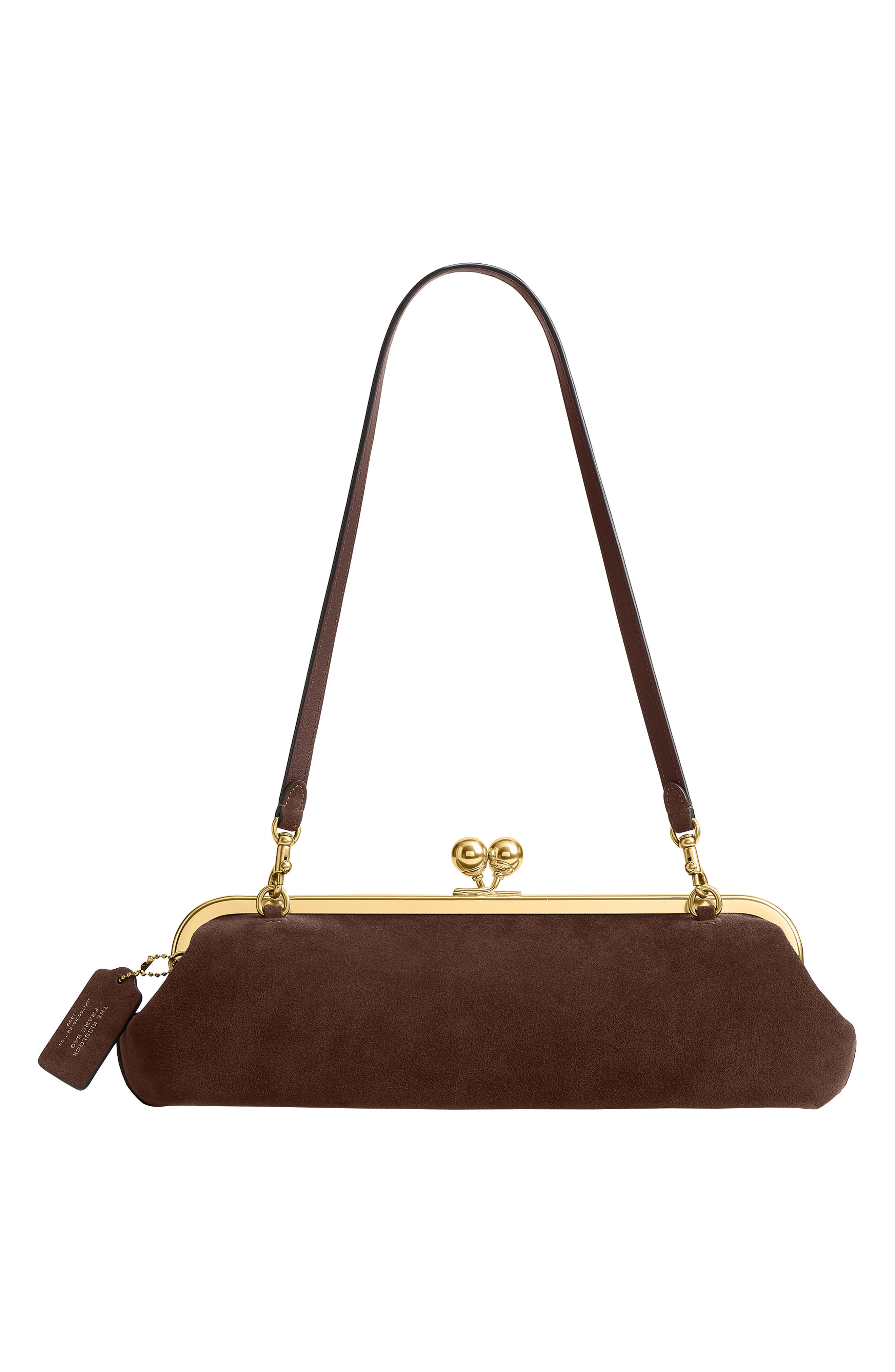 Kisslock Frame Bag 30 Suede Clutch, Alternate, color, B4/ DARK CHOCOLATE