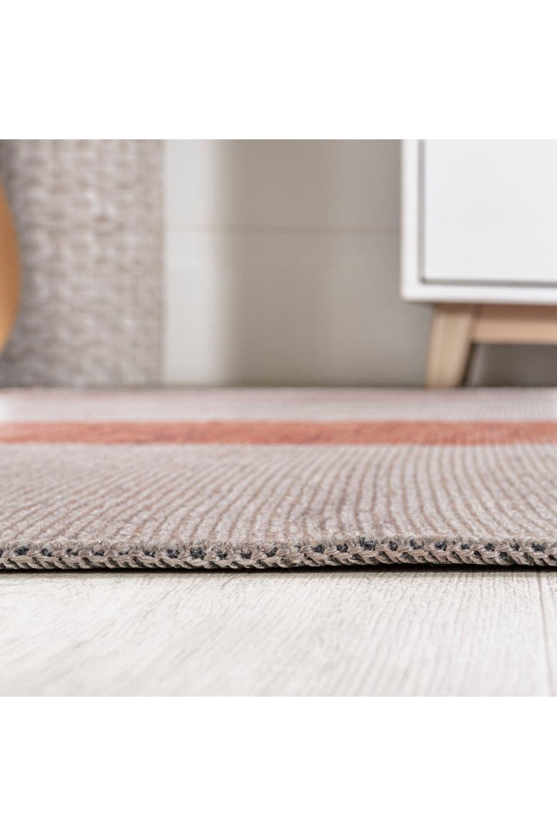 Raita Modern Distressed Stripe Machine-Washable Area Rug, Alternate, color, Ivory/Peach