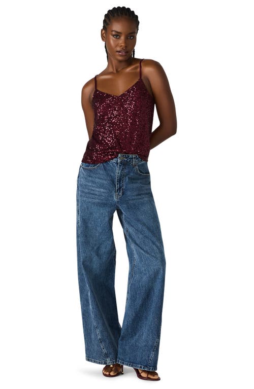 Steve Madden Stretch Sequin Camisole In Burgundy