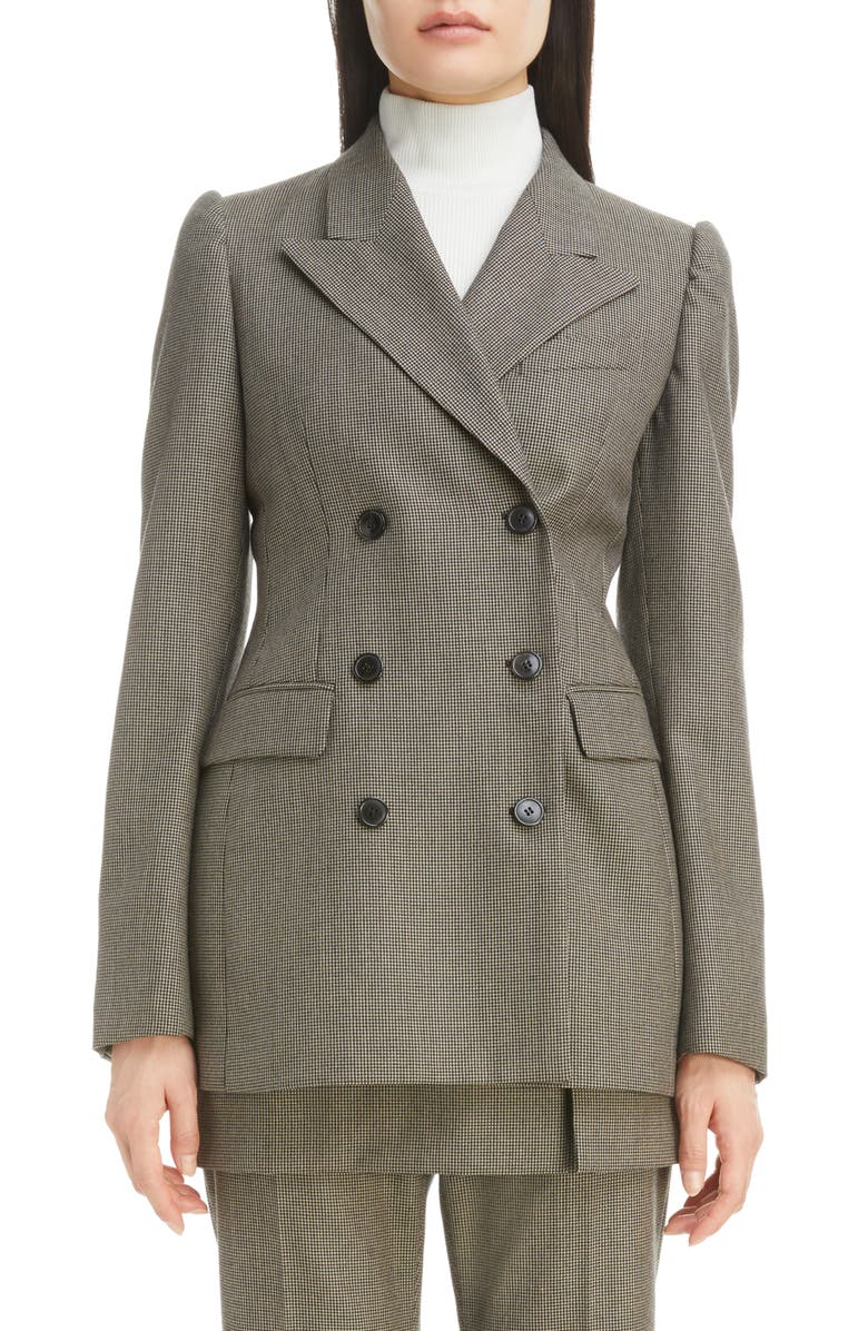 Dries Van Noten Bow Double Breasted Wool Tweed Blazer, Main, color,