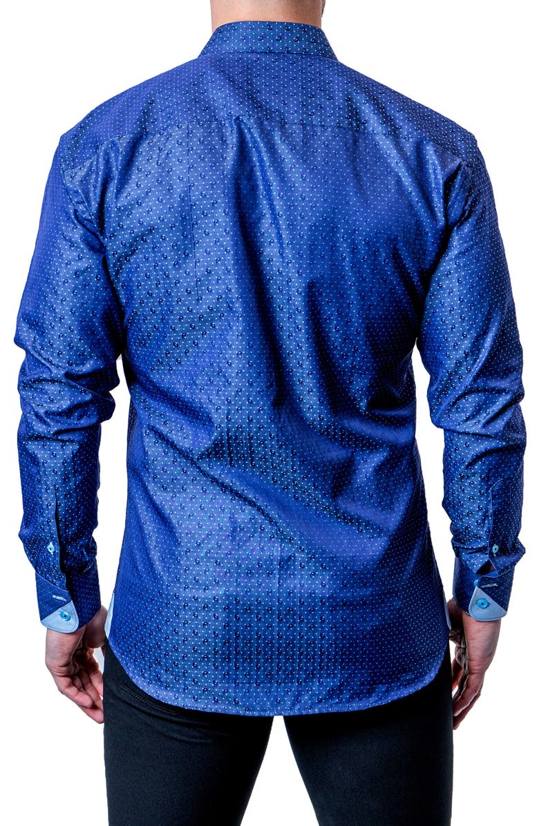 Maceoo Einstein Dot Paisley Blue Contemporary Fit Button-Up Shirt, Alternate, color, Blue