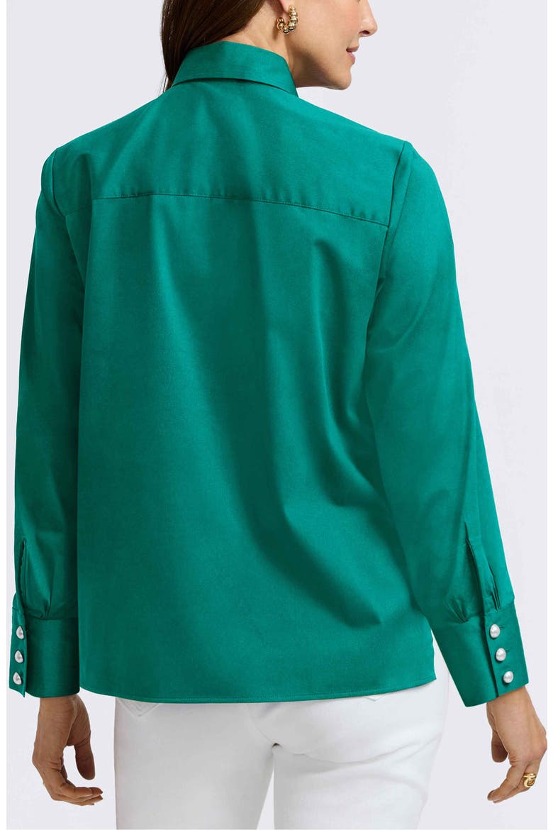 Matte Sateen Button-Up Shirt, Alternate, color, EMERALD