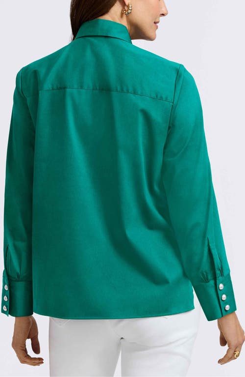 Foxcroft Matte Sateen Button-up Shirt In Green